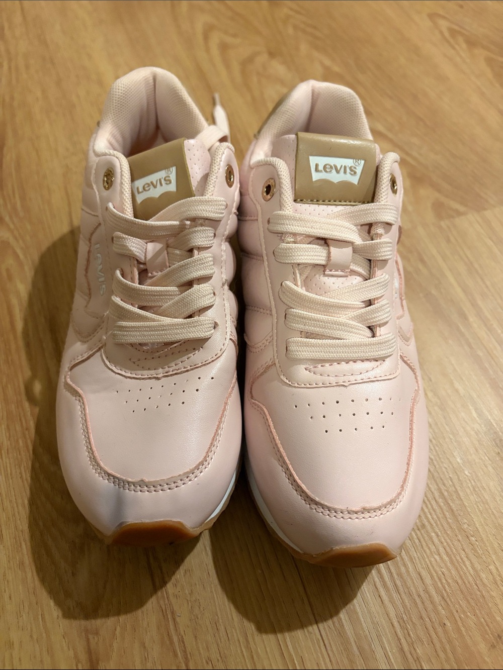 Levi's Women's Light Pink Lace-Up Sneakers with Tan Accent